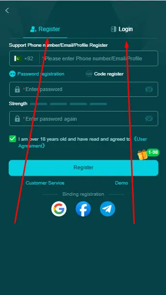 HH98 register and login