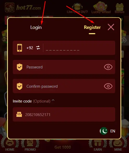 Hot 77 Game Register