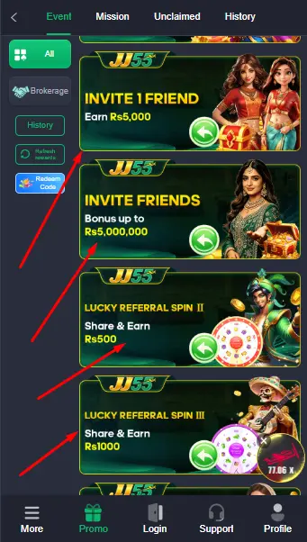 JJ55 Bonuses
