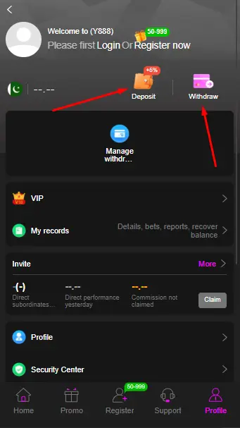 y888 deposit and withdraw