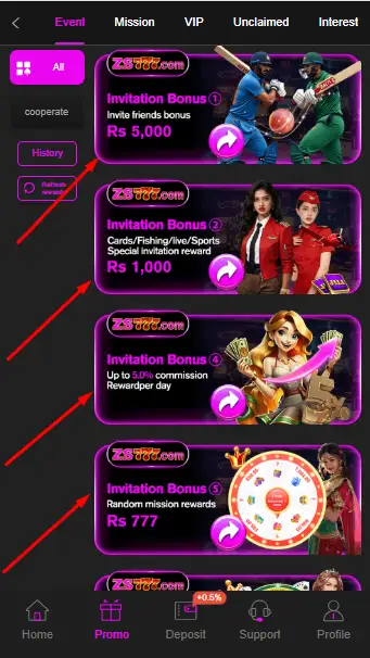 ZS777 bonuses